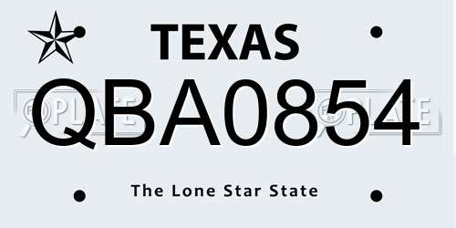 QBA0854 Texas License Plate