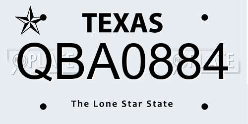 QBA0884 Texas License Plate