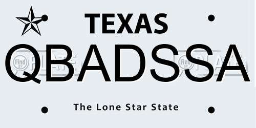 QBADSSA Texas License Plate