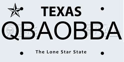 QBAOBBA Texas License Plate