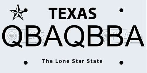 QBAQBBA Texas License Plate