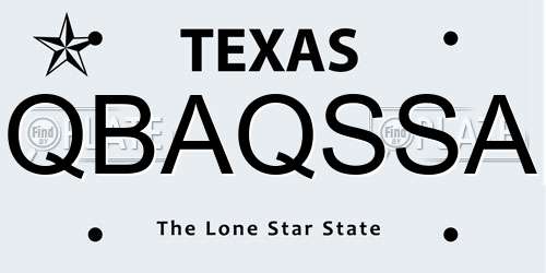 QBAQSSA Texas License Plate
