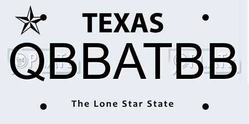 QBBATBB Texas License Plate
