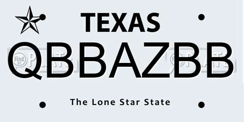 QBBAZBB Texas License Plate