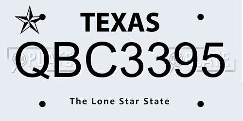QBC3395 Texas License Plate
