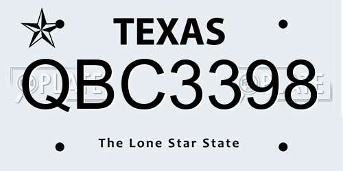 QBC3398 Texas License Plate