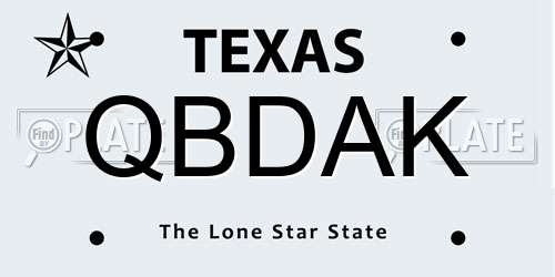 QBDAK Texas License Plate