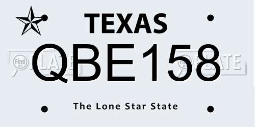 QBE158 Texas License Plate