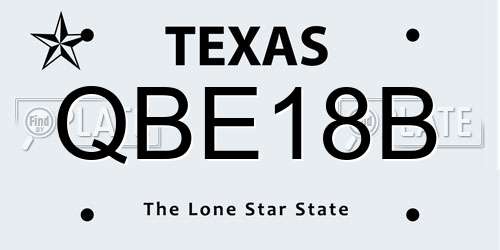 QBE18B Texas License Plate