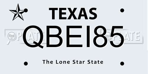 QBEI85 Texas License Plate