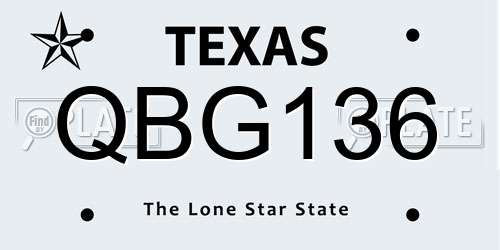 QBG136 Texas License Plate