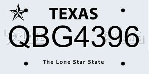 QBG4396 Texas License Plate