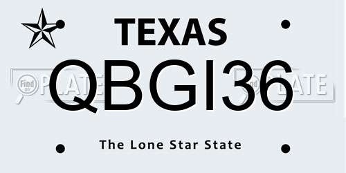 QBGI36 Texas License Plate