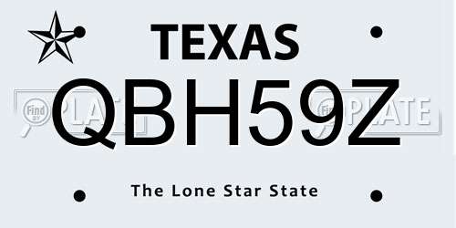 QBH59Z Texas License Plate