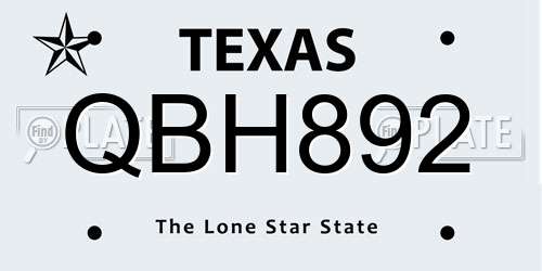 QBH892 Texas License Plate