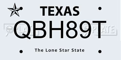 QBH89T Texas License Plate