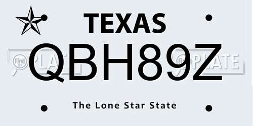 QBH89Z Texas License Plate