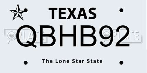 QBHB92 Texas License Plate