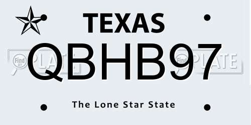 QBHB97 Texas License Plate