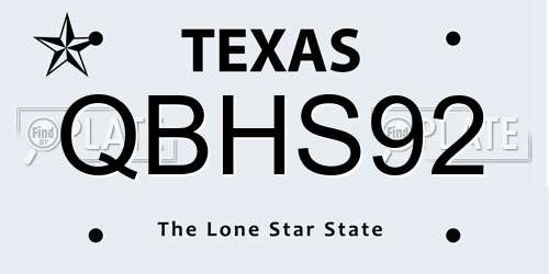 QBHS92 Texas License Plate