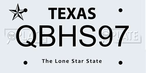 QBHS97 Texas License Plate