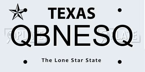 QBNESQ Texas License Plate