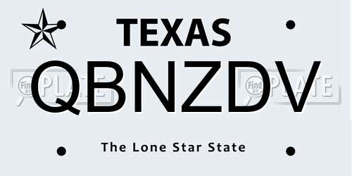 QBNZDV Texas License Plate