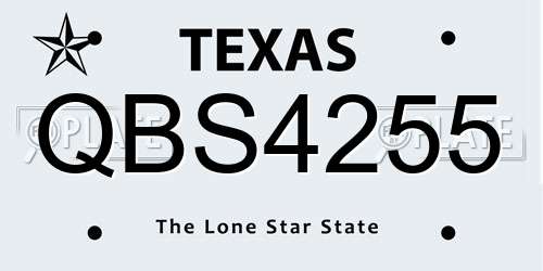 QBS4255 Texas License Plate