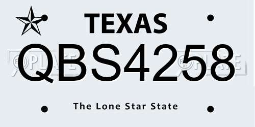 QBS4258 Texas License Plate