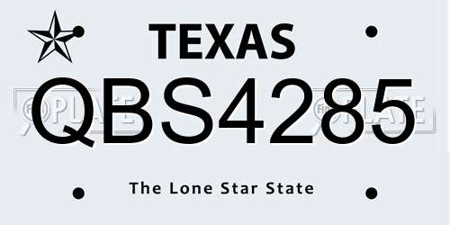 QBS4285 Texas License Plate