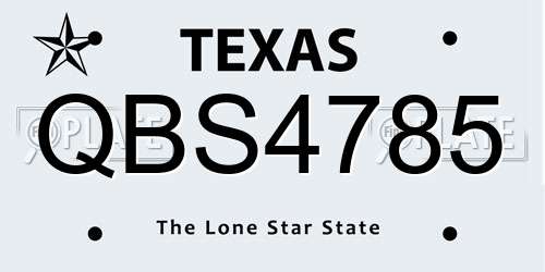QBS4785 Texas License Plate