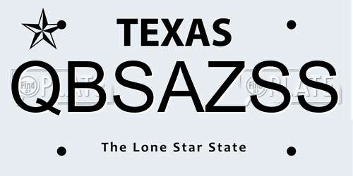QBSAZSS Texas License Plate