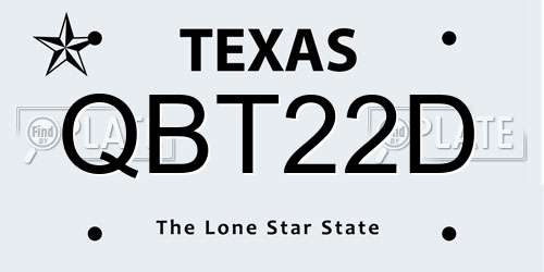 QBT22D Texas License Plate