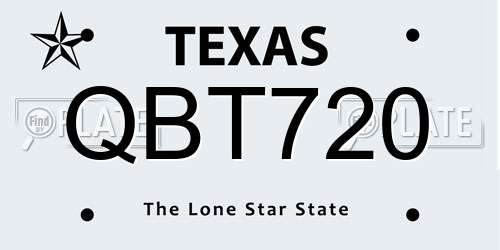 QBT720 Texas License Plate