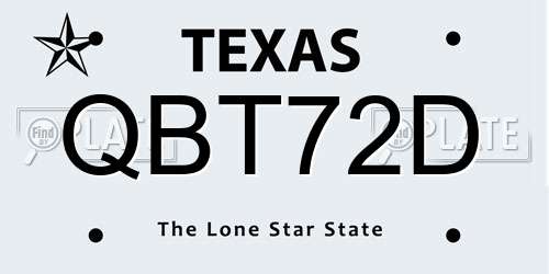 QBT72D Texas License Plate