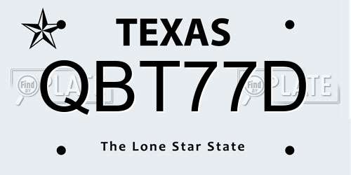QBT77D Texas License Plate
