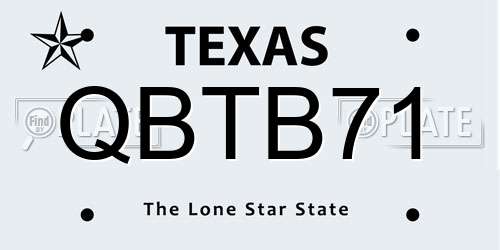 QBTB71 Texas License Plate