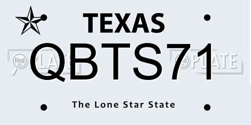 QBTS71 Texas License Plate