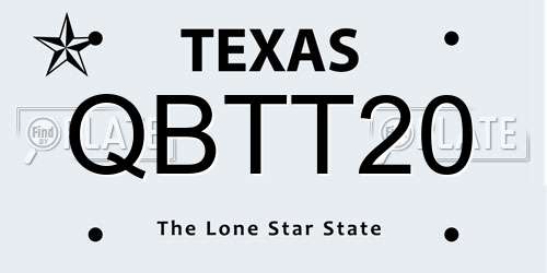 QBTT20 Texas License Plate
