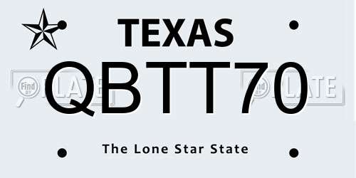 QBTT70 Texas License Plate