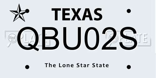 QBU02S Texas License Plate