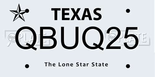 QBUQ25 Texas License Plate