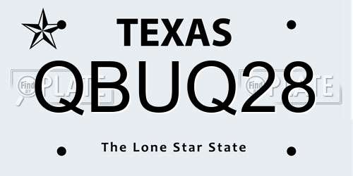 QBUQ28 Texas License Plate