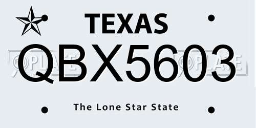 QBX5603 Texas License Plate