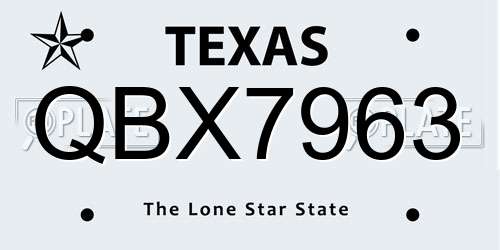 QBX7963 Texas License Plate