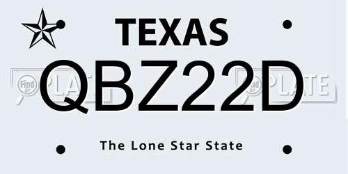 QBZ22D Texas License Plate