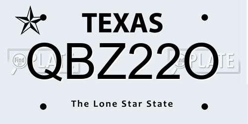 QBZ22O Texas License Plate