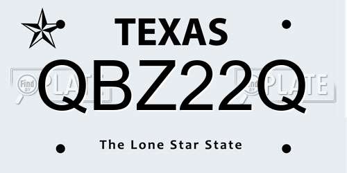 QBZ22Q Texas License Plate