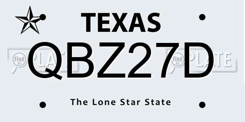 QBZ27D Texas License Plate