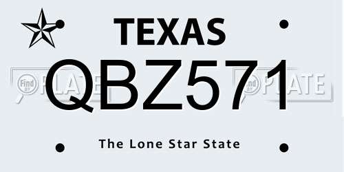 QBZ571 Texas License Plate